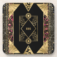 Decoración Art Deco Angular Morado y Oro