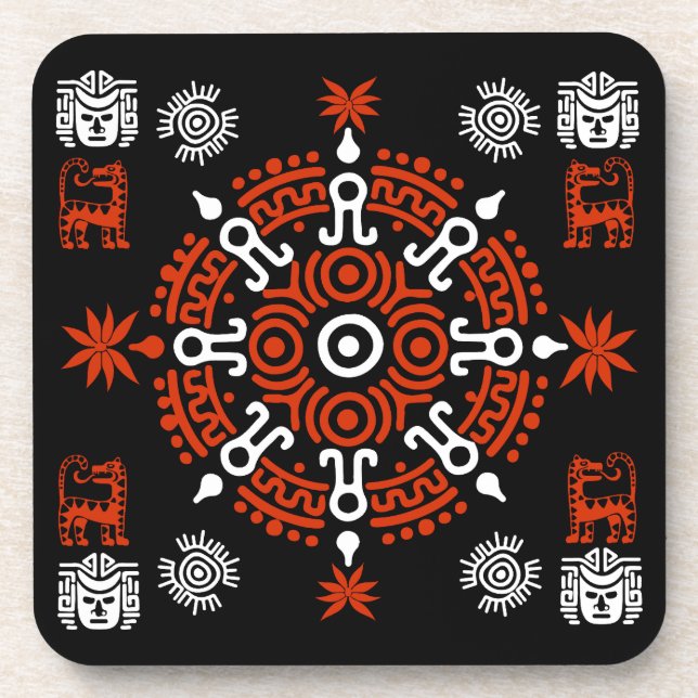 Posavasos Decoración artística azteca mexicana en casa (Frente)