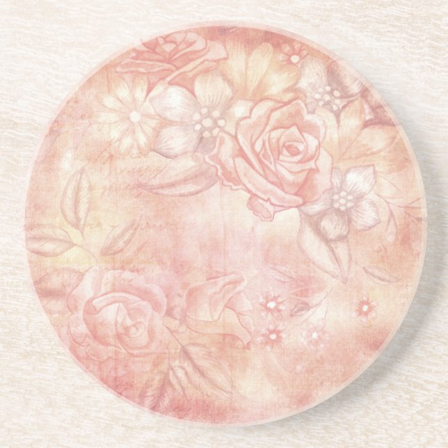 Posavasos Decoración Chic De Shabby Decoración Rosa Y Floral (Frente)