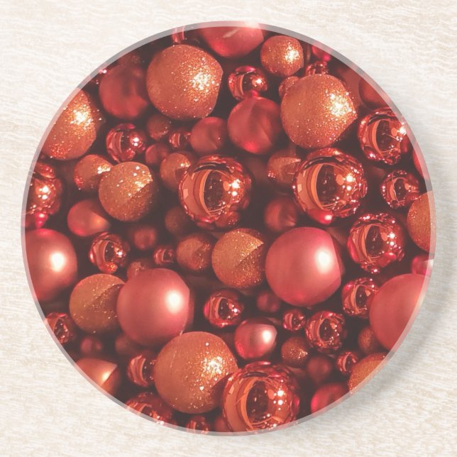 Posavasos Decoración de los navidades en tonos rojos (Frente)