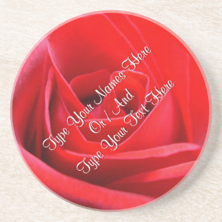 Posavasos Decoración de Rosa personalizada de las Casas Roja