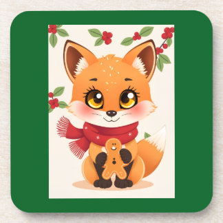 Posavasos Decoración de zorro de Navidad