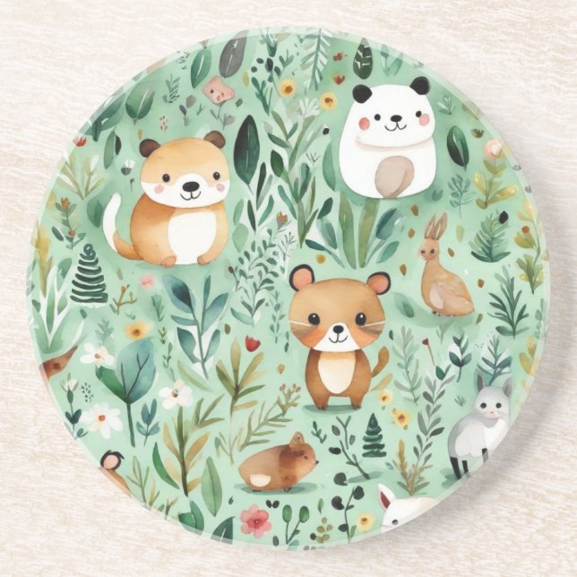 Posavasos Decoración verde del núcleo de la cabaña (Frente)