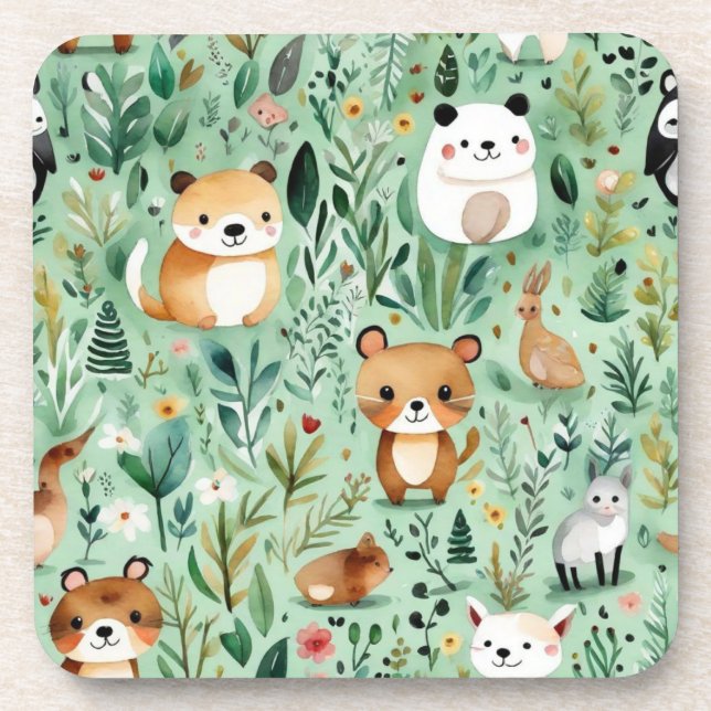 Posavasos Decoración verde del núcleo de la cabaña (Frente)