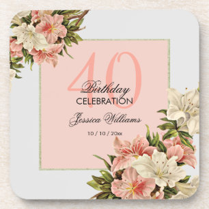 Posavasos Decoraciones florales Cumpleaños Femenino