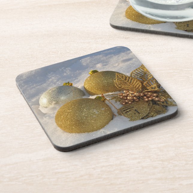 Posavasos Decoraciones purpurinas en la nieve (Lado Izquierdo)