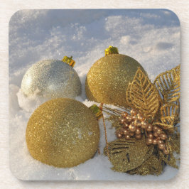 Posavasos Decoraciones purpurinas en la nieve