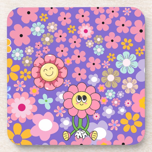 Posavasos Decorativo de los floros sonrientes (Frente)