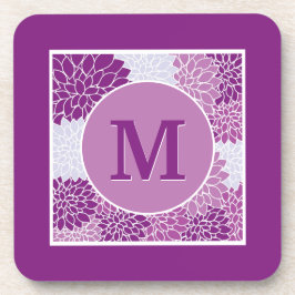 Posavasos Deep Purple Monogramed Dahlia Floral