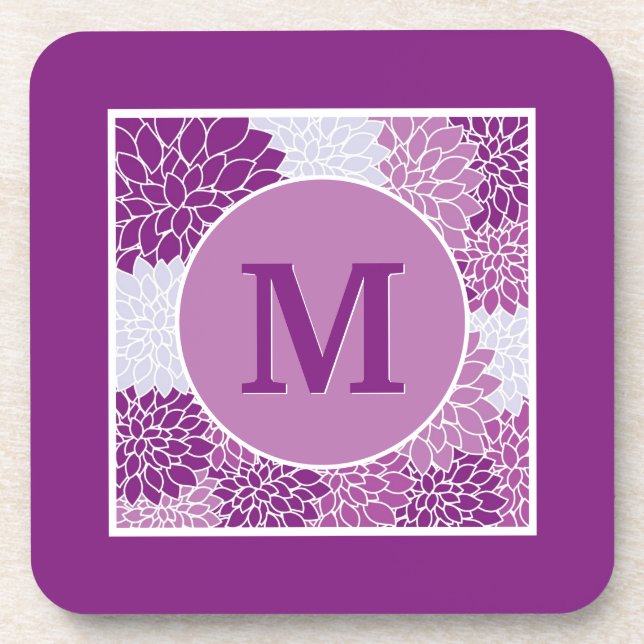 Posavasos Deep Purple Monogramed Dahlia Floral (Frente)