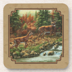 Posavasos Deer and Stream Waterfall Tan