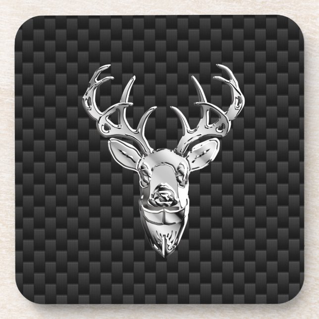 Posavasos Deer plateado sobre la impresión de estilo de fibr (Frente)