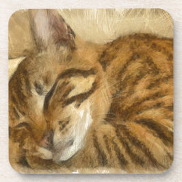 Posavasos Dejar que los gatos duerman como un boceto de lápi