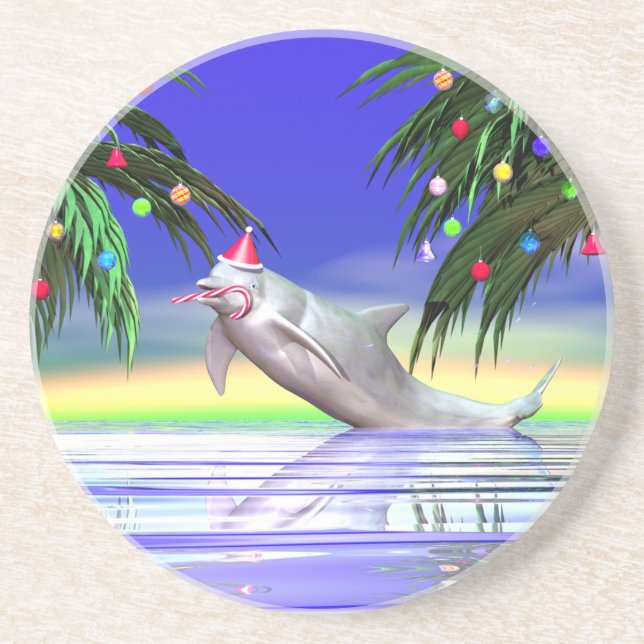 Posavasos Delfín Navidades tropicales (Frente)