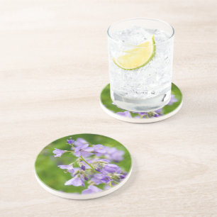 Posavasos Delicadas flores azules en un campo verde en prima