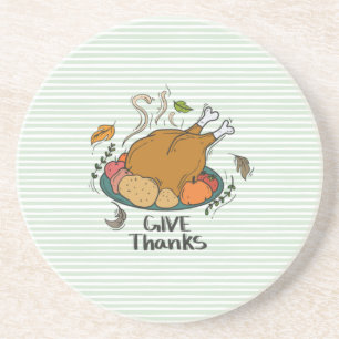 Posavasos "Den gracias" Turquía y cosecha frutas