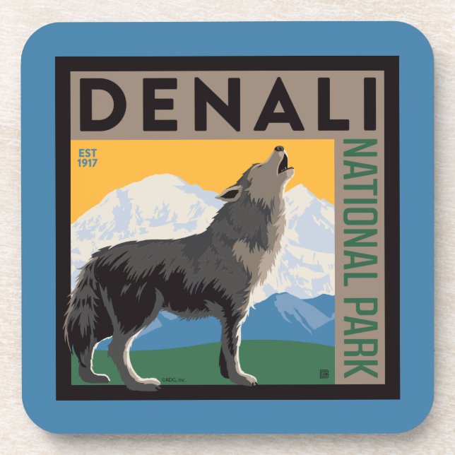 Posavasos Denali National Park | Howling Wolf (Frente)