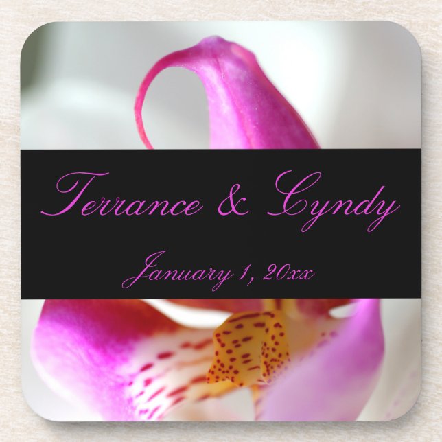 Posavasos Dentro de un Boda personal de orquídeas blancas (Frente)