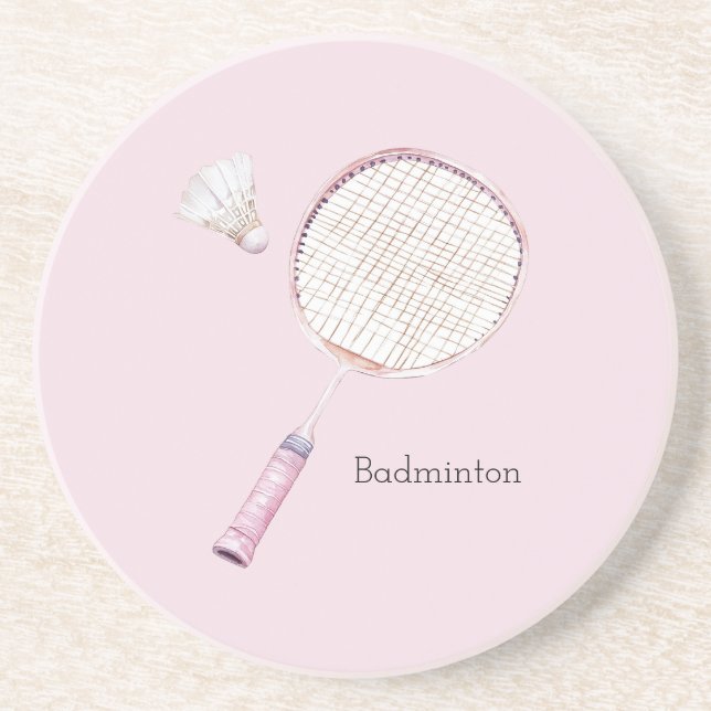 Posavasos Deportes de bádminton rosado (Frente)