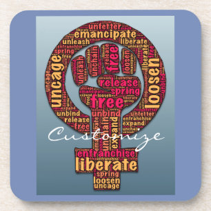 Posavasos derechos de la mujer levantados en primer lugar Th