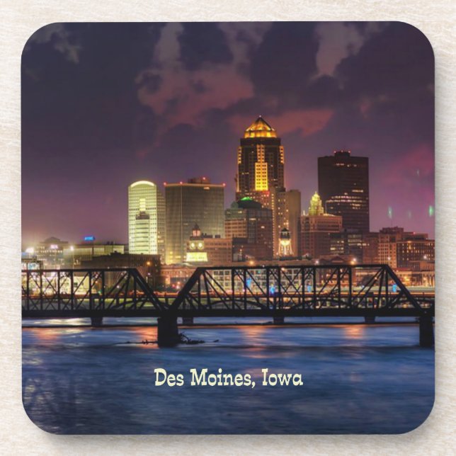 Posavasos Des Moines, paisaje urbano de Iowa (Frente)