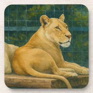 Posavasos Descanso protegido - Pareja de leones en ambientes
