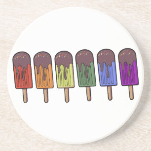 Posavasos Desfile de paletas congeladas arcoíris