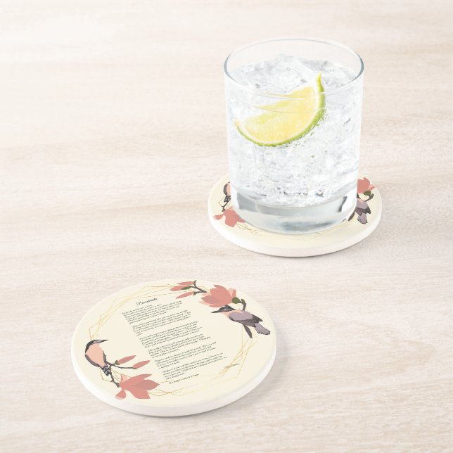Posavasos Desiderata Aves Marrón Floral Flor Marrón Marco do (Lado)
