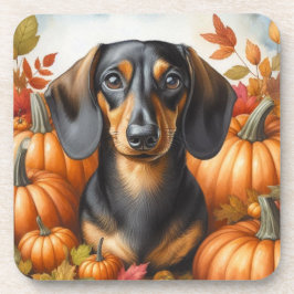 Posavasos Deslumbramiento de Dachshund otoñal: Costa de Caíd