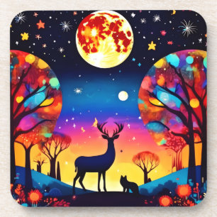 Posavasos Deslumbramiento nocturno del bosque
