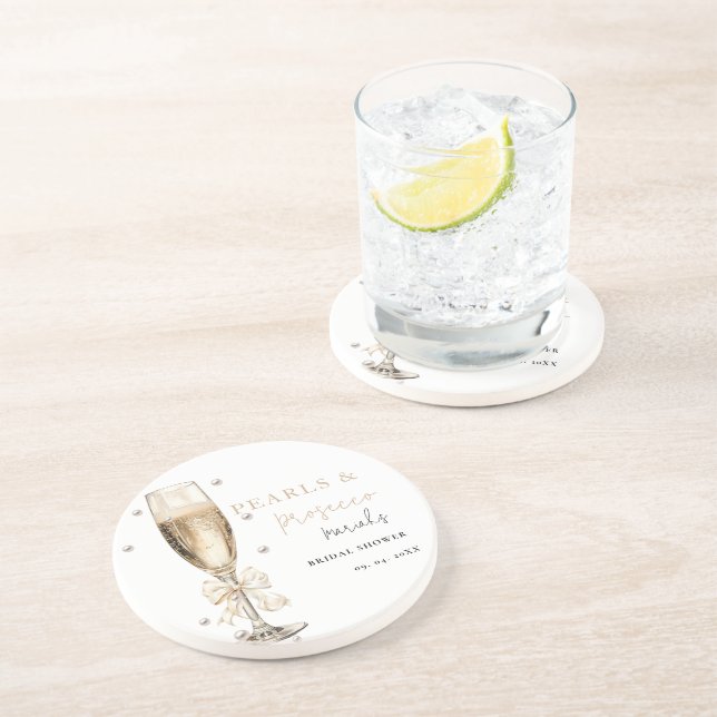 Posavasos Despedida de soltera con Perlas y Prosecco (Lado)