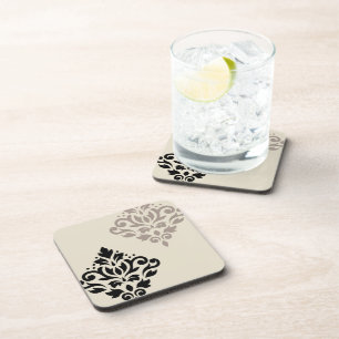 Posavasos Desplazamiento Damask Art I Crema de tazas negras