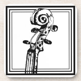 Posavasos Desplazamiento de violín blanco y negro con líneas