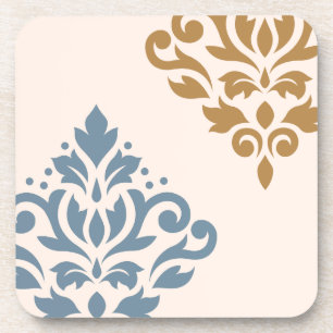 Posavasos Desplazar Damask Art I Blue Gold Cream