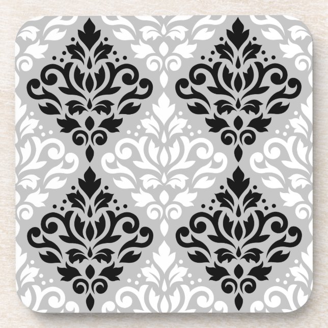 Posavasos Desplazar Damask Ptn B&W en gris (Frente)