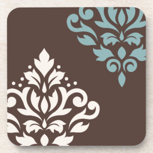 Posavasos Desplazar el arte Damask I Cream Verde azulada Bro