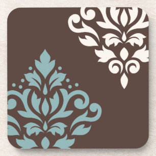 Posavasos Desplazar el arte Damask I crema Verde azulada mar