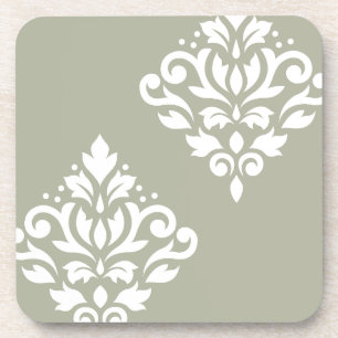 Posavasos Desplazar el arte de Damask I blanco en verde