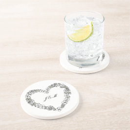 Posavasos Dessous de verre en grès noir et blanc coeur