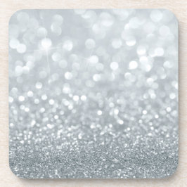 Posavasos Destello Glamuroso de Brillo Plateado Blanco con E