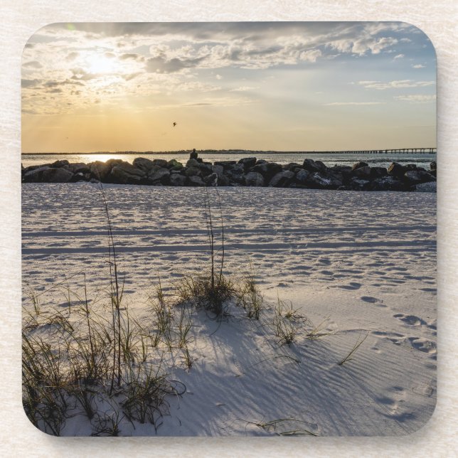 Posavasos Destin Beach Florida Jetty Sunset Coaster Set (Frente)