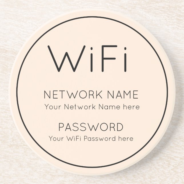 Posavasos Detalles de WiFi Tipografía simple Borde de línea  (Frente)