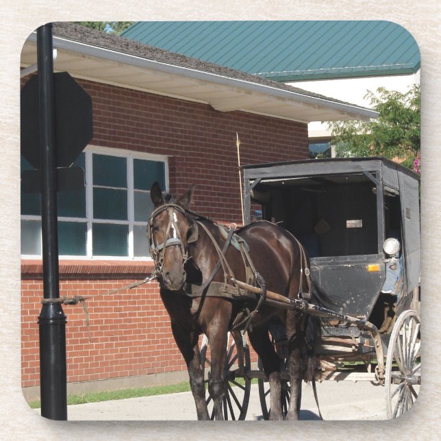 Posavasos Detenido por un hechizo, un caballo amiish a la se (Frente)