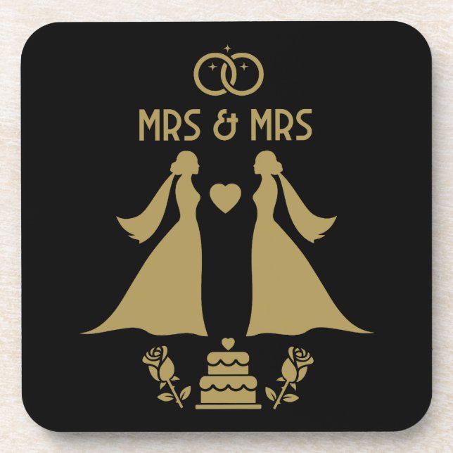 Posavasos Día de la boda de chicas gays (Frente)