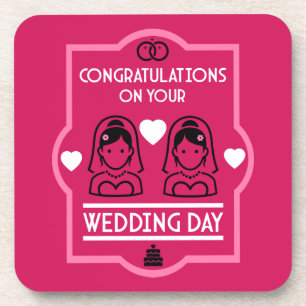 Posavasos Día de la boda de Chicas homosexuales