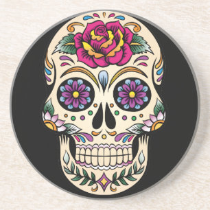 Posavasos Día de la Calavera Muerta con Rosa