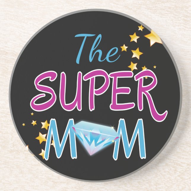 Posavasos Día de la Madre de diamantes supermamá estrella be (Frente)