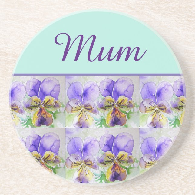 Posavasos Día de la Madre de Mamá floral Viola Flower Aqua S (Frente)
