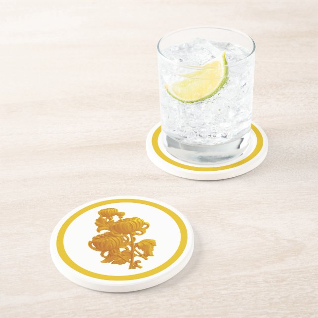 Posavasos Día de la Madre del Crisantemo Amarillo (Lado)