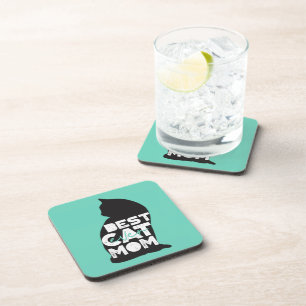 Posavasos Día de la Madre Divertido Azul Mejor Mamá de Gatos